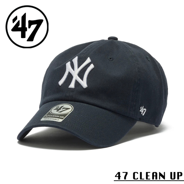 ★カートで割引対象品★【メーカー取次】’47 Brand フォーティーセブン・ブランド 14943995 47 CLEAN UP ニューヨーク・ヤンキース ノーループラベル ネイビー【Sx】【R】