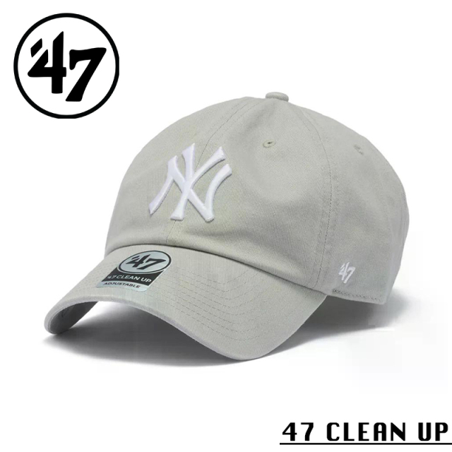 ★カートで割引対象品★【メーカー取次】’47 Brand フォーティーセブン・ブランド 14944001 47 CLEAN UP ニューヨーク・ヤンキース ノーループラベル グレー【Sx】【R】