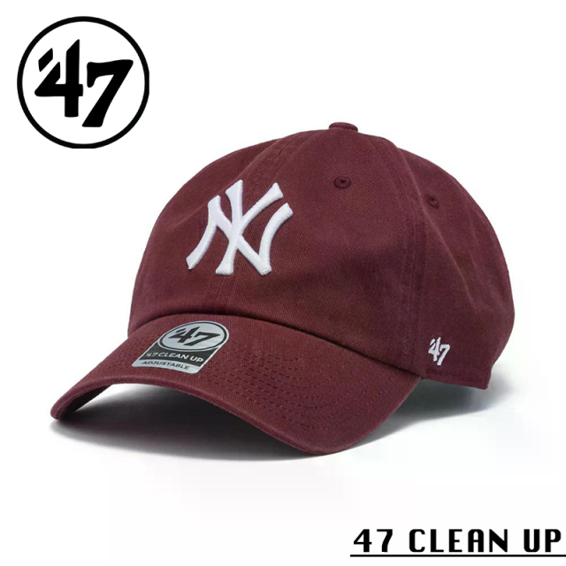 ★カートで割引対象品★【メーカー取次】’47 Brand フォーティーセブン・ブランド 14944002 47 CLEAN UP ニューヨーク・ヤンキース ノーループラベル ダークマルーン【Sx】【R】