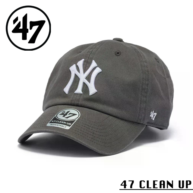 ★カートで割引対象品★【メーカー取次】’47 Brand フォーティーセブン・ブランド 14944006 47 CLEAN UP ニューヨーク・ヤンキース ノーループラベル チャコール【Sx】【R】