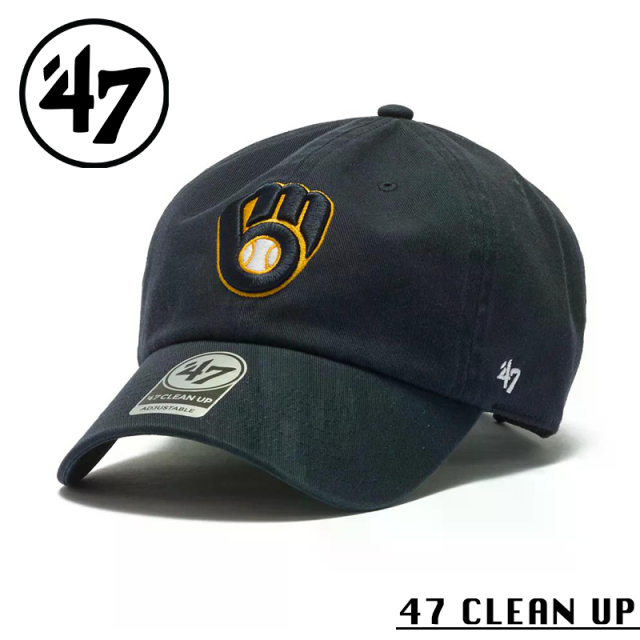 ★カートで割引対象品★【メーカー取次】’47 Brand フォーティーセブン・ブランド 14944012 47 CLEAN UP ミルウォーキー・ブリュワーズ ノーループラベル ネイビー【Sx】【R】