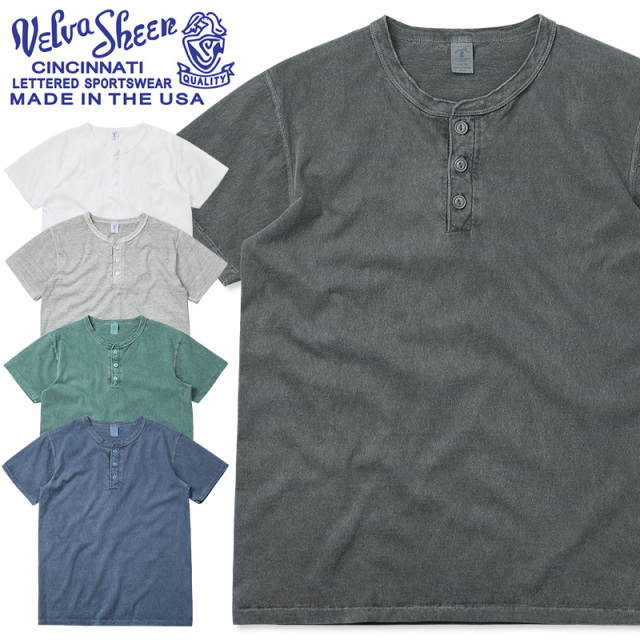 ★カートで割引対象品★【即日出荷対応】【ネコポス便対応】Velva Sheen ベルバシーン 161517 PIGMENT S/S ヘンリーネック Tシャツ MADE IN USA【T】