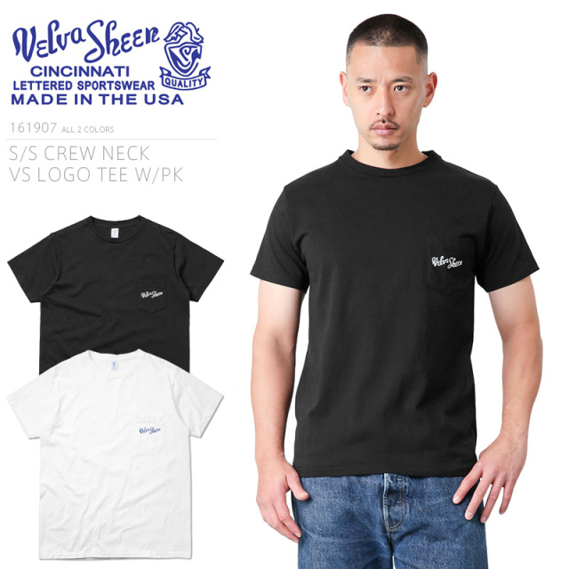 ★カートで割引対象品★Velva Sheen ベルバシーン MADE IN USA 161907 VS LOGO TEE W/PK 半袖 クルーネックポケットTシャツ / メンズ レディース トップス ロゴ 米国製 アメリカ製【T】