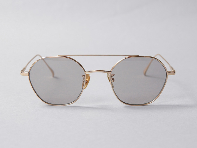 Buddy Optical ツーブリッジ ラウンドメタルフレーム サングラス オウン OWN OW-17GD-LGY #17 GOLD TITANIUM / LIGHT GREY チタン