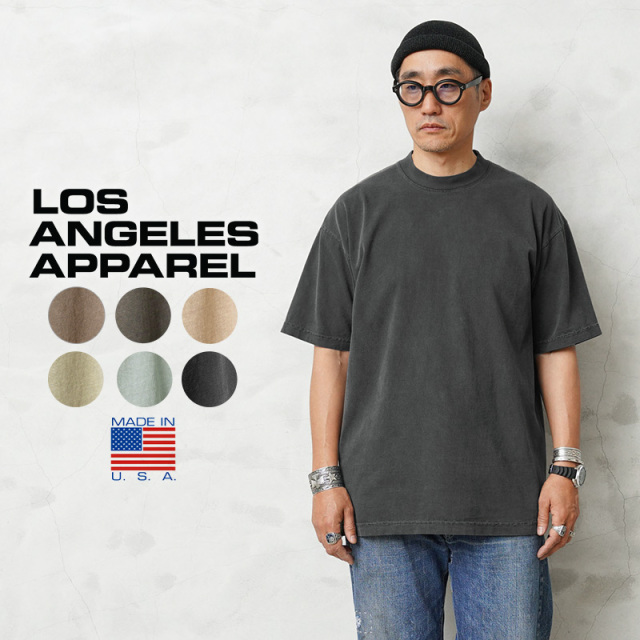 LOS ANGELES APPAREL 1801GDPG 6.5oz ピグメントダイ ショートスリーブ クルーネックTシャツ MADE IN USA【T】