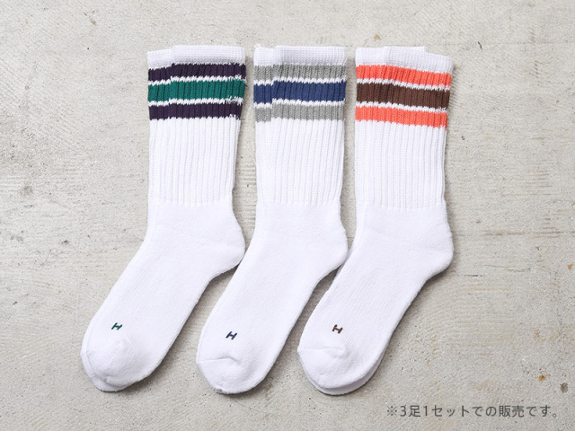 Healthknit ヘルスニット 191-3716 配色3本ライン ソックス 3足セット