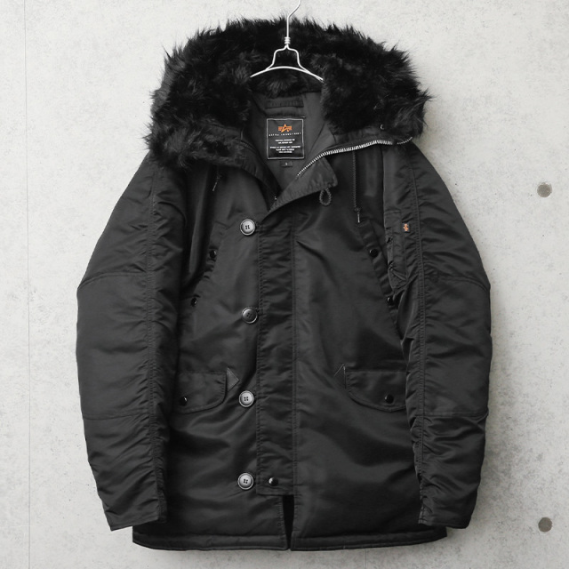 ALPHA アルファ 20094-7501 N-3Bフライトジャケット ブラックファー  