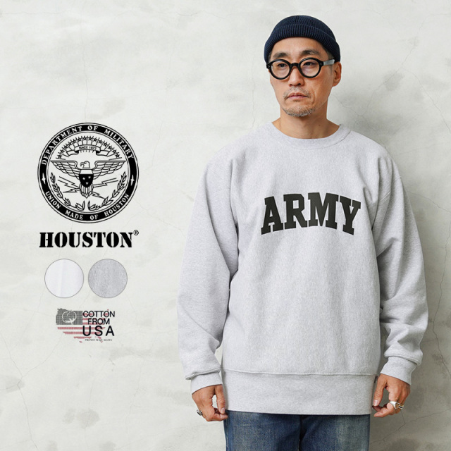 ★カートで割引対象品★HOUSTON ヒューストン 22264 U.S.コットン ARMY プリント スウェットシャツ 【R】