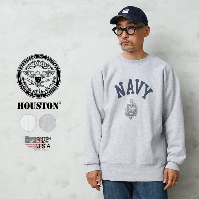 ★カートで割引対象品★HOUSTON ヒューストン 22311 U.S.コットン NAVY プリント スウェットシャツ【R】