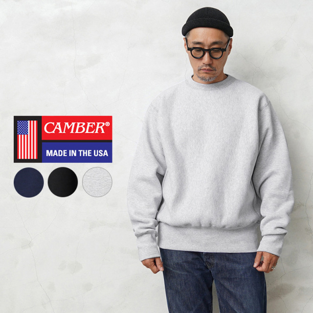 【即日出荷対応】CAMBER キャンバー CAM234 12oz クロスニット ヘビーウェイト クルーネック スウェットシャツ MADE IN USA【T】