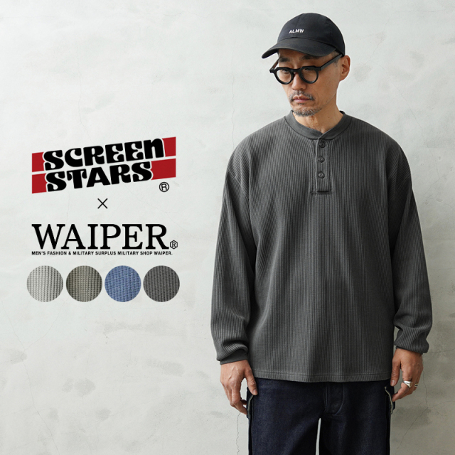 【即日出荷対応】SCREEN STARS×WAIPER 2523-456WP L/S ヘンリーネック サーマル Tシャツ PIGMENT【キャンペーン対象外】【T】ミリタリー