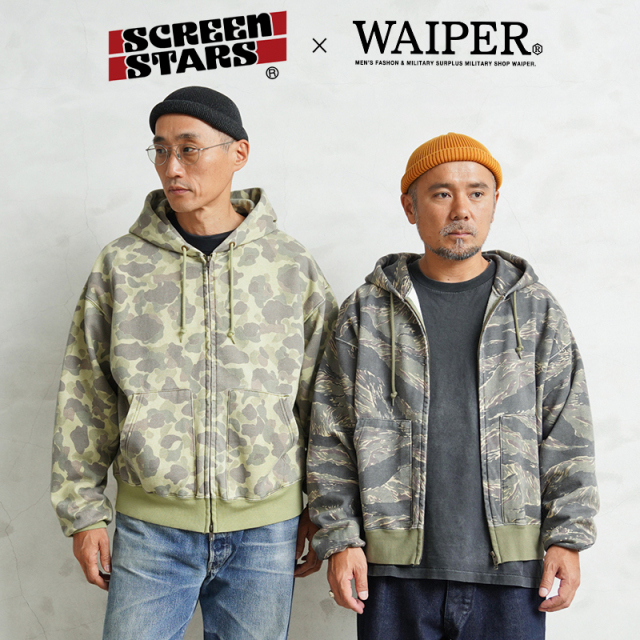 【即日出荷対応】SCREEN STARS×WAIPER 2523-440WP ジップアップ フーディ VINTAGE CAMO【キャンペーン対象外】【T】