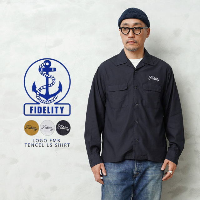 【即日出荷対応】FIDELITY フィデリティ WO-25375006 LOGO EMB TENCEL LS SHIRT ロゴ エンブレム テンセル ロングスリーブ シャツ 日本製【キャンペーン対象外】【T】