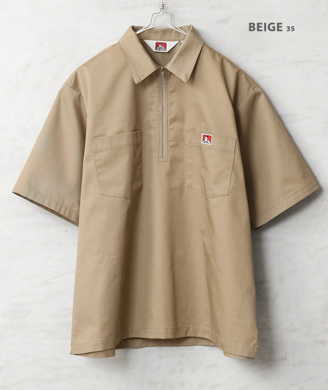 BEN DAVIS ベンデイビス ND-26580025 1/2 ZIP S/S SHIRT ハーフジップ