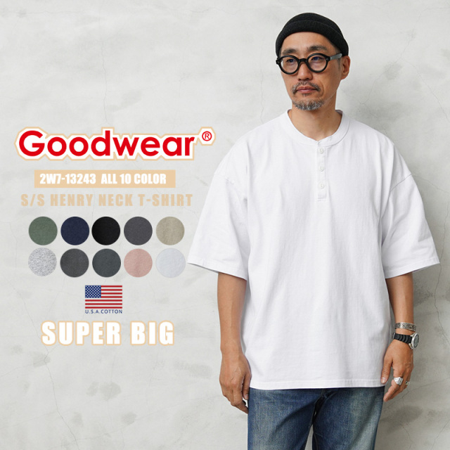 Goodwear グッドウェア 2W7-13243 USAコットン S/S ヘンリーネック Tシャツ SUPER BIG【T】