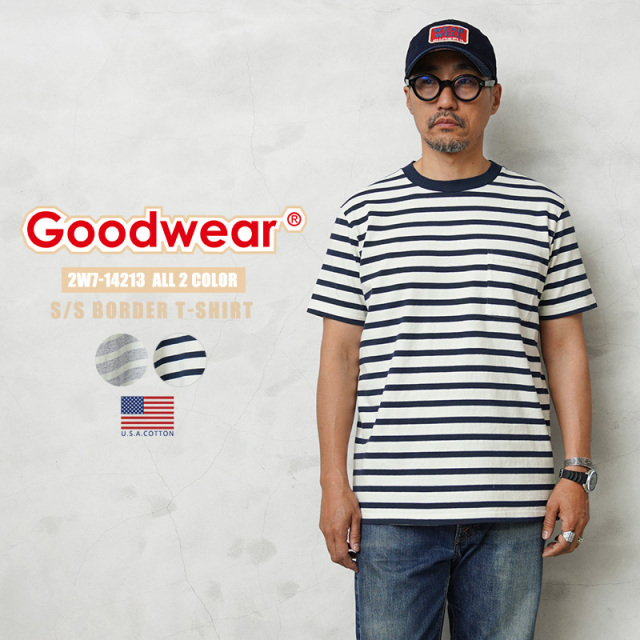 ★カートで割引対象品★【即日出荷対応】Goodwear グッドウェア 2W7-14213 USAコットン S/S ボーダー Tシャツ【T】