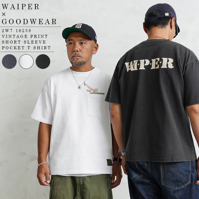 WAIPER×Goodwear 2W7-16238 VINTAGE PRINT S/S ポケット 半袖 Tシャツ【キャンペーン対象外】【T】