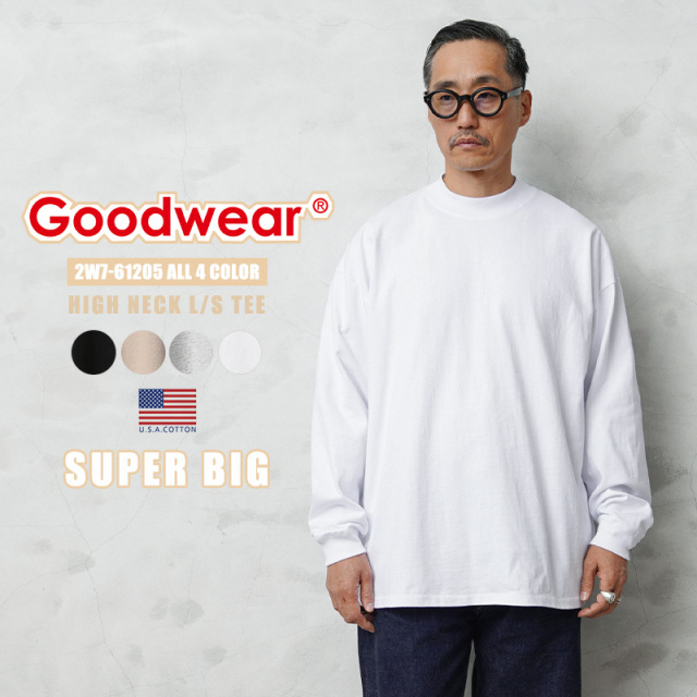 【即日出荷対応】Goodwear グッドウェア 2W7-61205 USAコットン 袖リブ ハイネック L/S Tシャツ SUPER BIG【T】