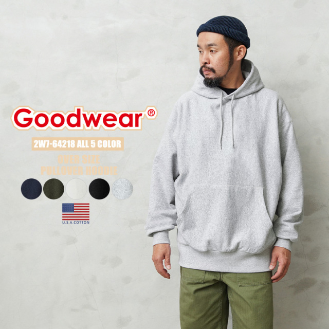 ★カートで割引対象品★【即日出荷対応】Goodwear グッドウェア 2W7-64218 USAコットン オーバーサイズ プルオーバー パーカー【T】