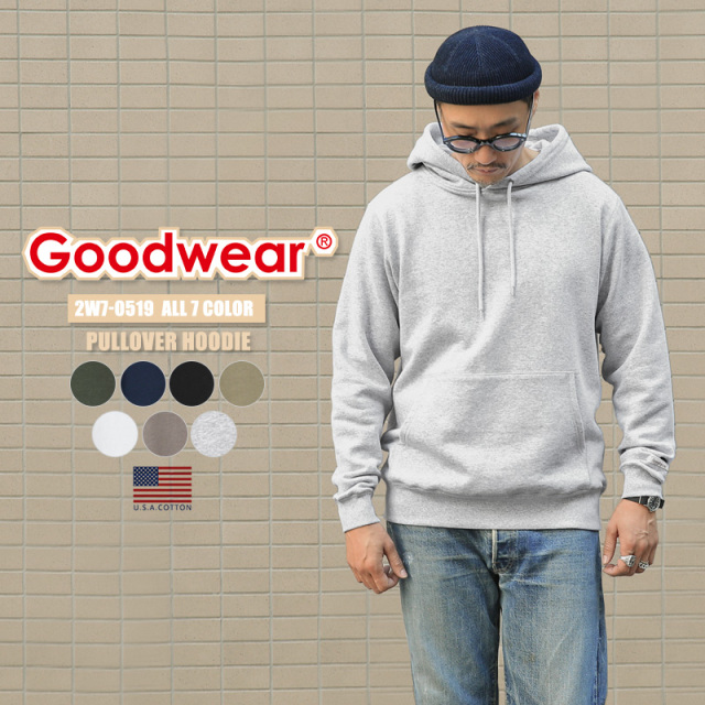 ★カートで割引対象品★【即日出荷対応】Goodwear グッドウェア 2W7-0519 USAコットン プルオーバー パーカー【T】