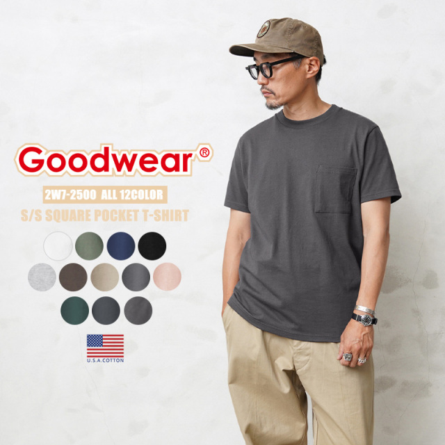★カートで割引対象品★【即日出荷対応】Goodwear グッドウェア 2W7-2500 USAコットン S/S 四角ポケット Tシャツ【T】
