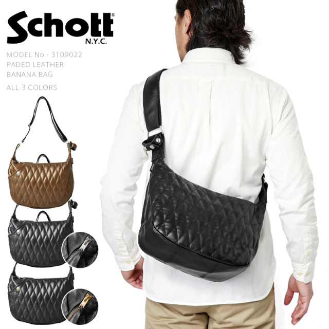 Schott ショット 3109022 パデッドレザーバナナバッグ 