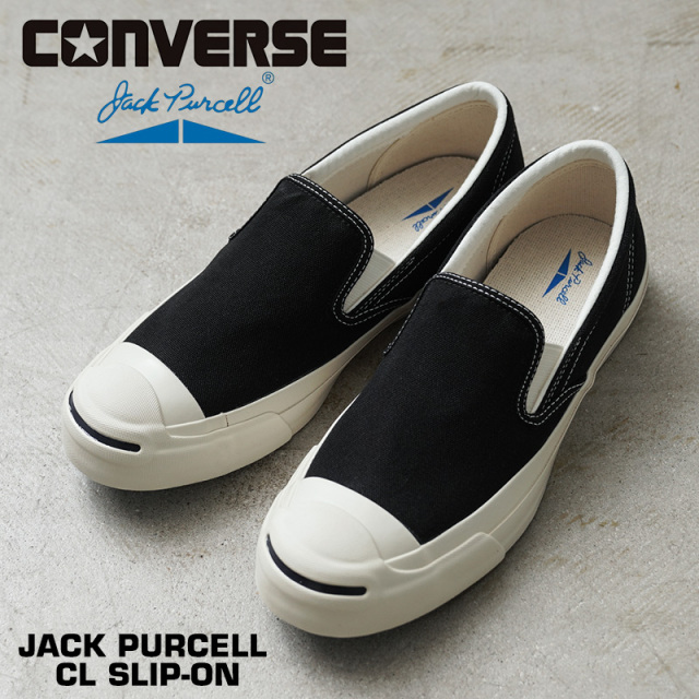 【即日出荷対応】CONVERSE コンバース 33301520 JACK PURCELL CL SLIP-ON ジャックパーセル CL スリップオン キャンバス スニーカー BLACK【キャンペーン対象外】【T】