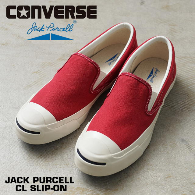 【即日出荷対応】CONVERSE コンバース 33301521 JACK PURCELL CL SLIP-ON ジャックパーセル CL スリップオン キャンバス スニーカー RED【キャンペーン対象外】【T】