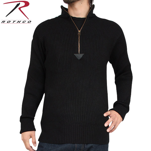 ★カートで割引対象品★ROTHCO ロスコ　1/4 ZIP アクリル コマンドセーター ブラック【3390】【T】