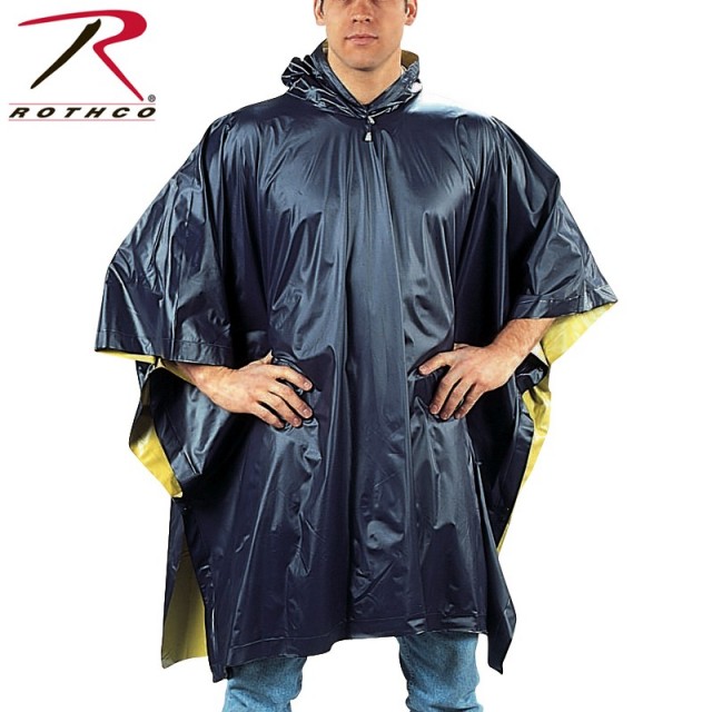 ★カートで割引対象品★ROTHCO ロスコ リバーシブル PVC ポンチョ Navy Blue/Yellow 【3644】【T】