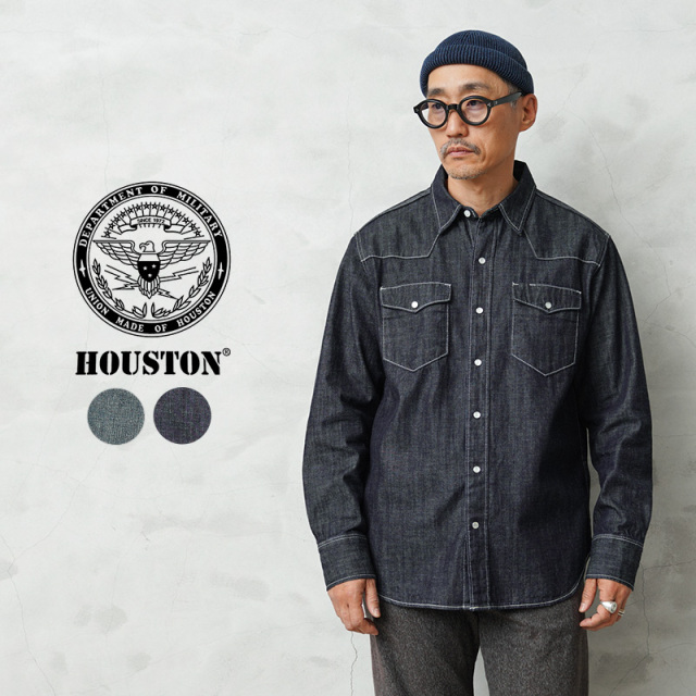HOUSTON ヒューストン 40695 USA COTTON DENIM WESTERN SHIRT USAコットン デニム ウエスタン シャツ【R】
