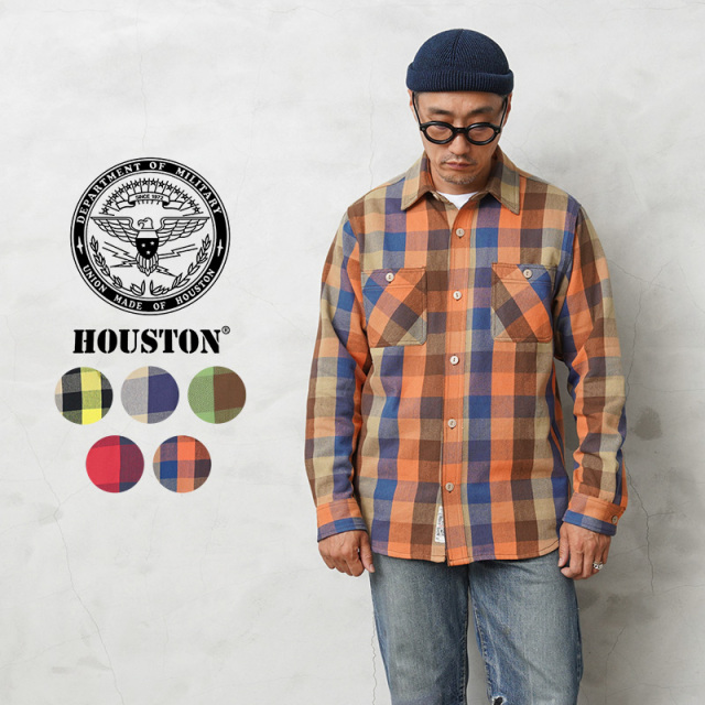 ★カートで割引対象品★HOUSTON ヒューストン 40958 BLOCK CHECK VIYELLA SHIRT ブロックチェック ビエラ シャツ【R】