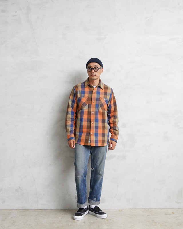 HOUSTON ヒューストン 40958 BLOCK CHECK VIYELLA SHIRT ブロックチェック ビエラ シャツ【T】