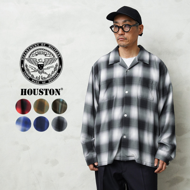 ★カートで割引対象品★HOUSTON ヒューストン 40989 OMBRE L/S CHECK SHIRT ロングスリーブ オンブレチェック シャツ【R】