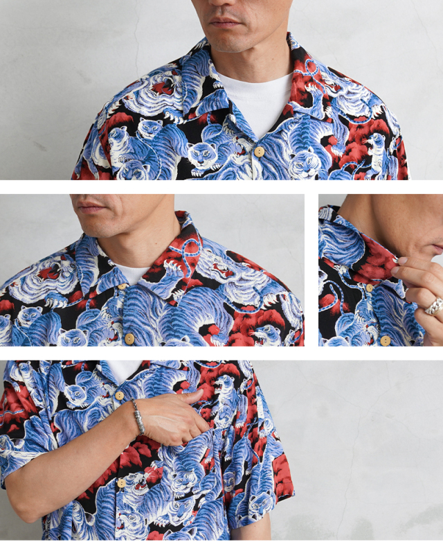 HOUSTON ヒューストン 41022 アロハシャツ 百虎 日本製