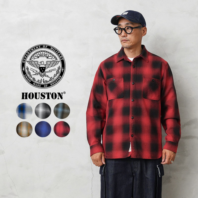★カートで割引対象品★HOUSTON ヒューストン 41049 OMBRE CHECK VIYELLA SHIRT オンブレ―チェック ビエラ シャツ【R】