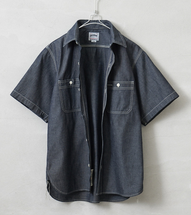 ブラウス シャツ 「HOUSTON」USN COTTON S/S WORK SHIRT レディース メンズ HOUSTON ヒューストン 41084 USAコットン S/S シャンブレー