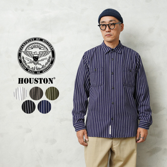 ★カートで割引対象品★HOUSTON ヒューストン 41140 STRIPE VIYELLA SHIRT ストライプ ビエラシャツ【R】
