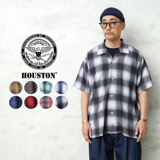 ★カートで割引対象品★HOUSTON ヒューストン 41187 OMBRE S/S CHECK SHIRT オンブレチェックシャツ【R】