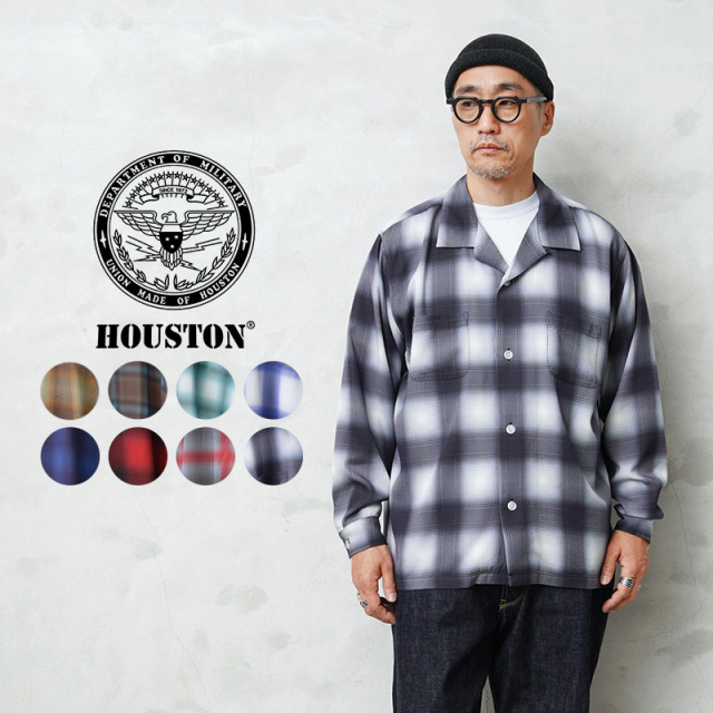 ★カートで割引対象品★HOUSTON ヒューストン 41188 OMBRE L/S CHECK SHIRT オンブレチェックシャツ【R】