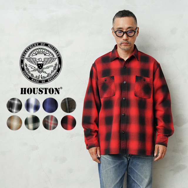 ★カートで割引対象品★HOUSTON ヒューストン 41252 OMBRE CHECK VIYELLA SHIRT オンブレー チェック ビエラ シャツ【R】