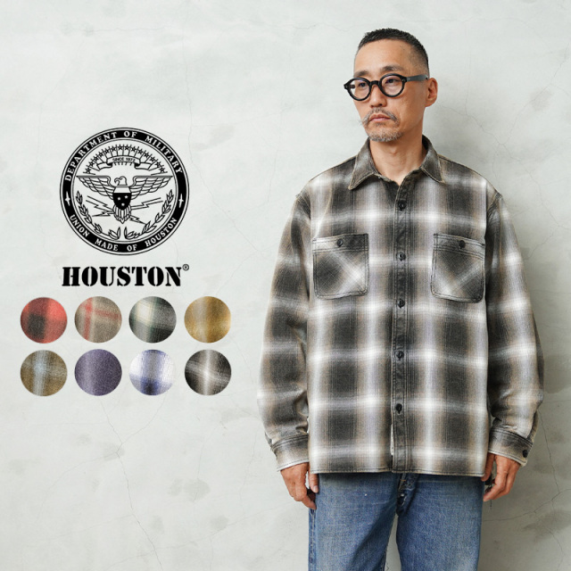 ★カートで割引対象品★HOUSTON ヒューストン 41252VW VINTAGE OMBRE CHECK VIYELLA SHIRT ビンテージ オンブレー チェック ビエラ シャツ【T】