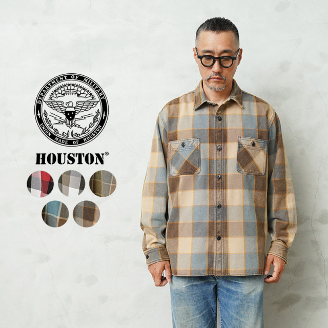 ★カートで割引対象品★HOUSTON ヒューストン 41253VW VINTAGE CHECK VIYELLA SHIRT ビンテージ チェック ビエラシャツ【R】