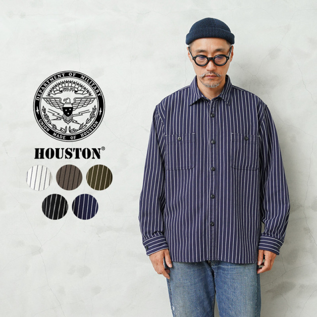 ★カートで割引対象品★HOUSTON ヒューストン 41255 STRIPE VIYELLA SHIRT ストライプ ビエラシャツ【R】