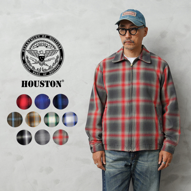 HOUSTON ヒューストン 51615 OMBRE CHECK VIYELLA HARRINGTON JACKET オンブレーチェック ビエラ ハリントン ジャケット【R】