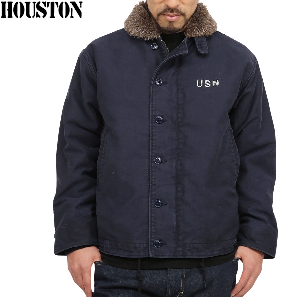 WAIPER別注 HOUSTON ヒューストン N-1デッキジャケット VINTAGE加工 NAVY ミリタリージャケット N1【T】【キャンペーン対象外】