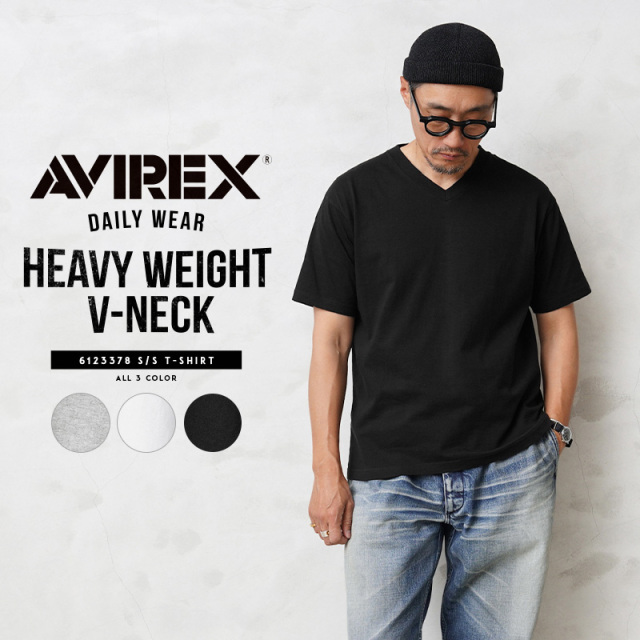 ポイント10倍☆AVIREX アビレックス 6123378 デイリーウエア HEAVYWEIGHT 半袖 VネックTシャツ【7832129015】【キャンペーン対象外】【T】