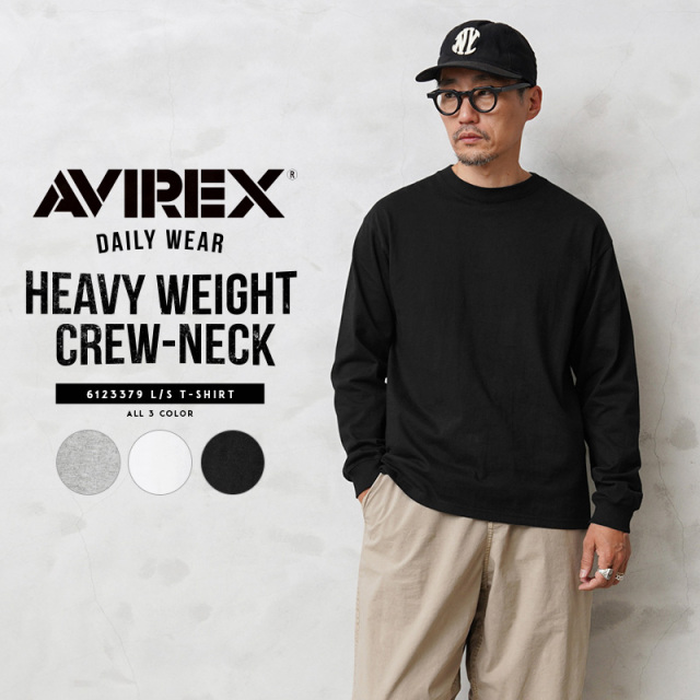 ポイント10倍☆AVIREX アビレックス 6123379 デイリーウエア HEAVYWEIGHT 長袖 クルーネックTシャツ【7832130047】【キャンペーン対象外】【T】