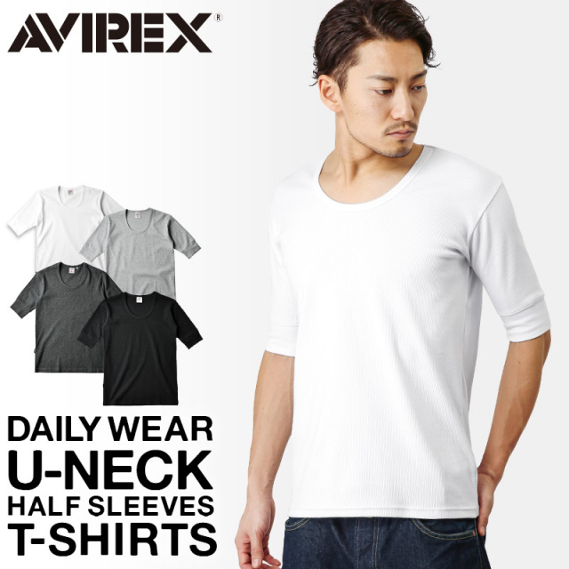ポイント10倍☆AVIREX アビレックス デイリーウエア ハーフスリーブ UネックTシャツ 6143508【7834934024】【キャンペーン対象外】【T】