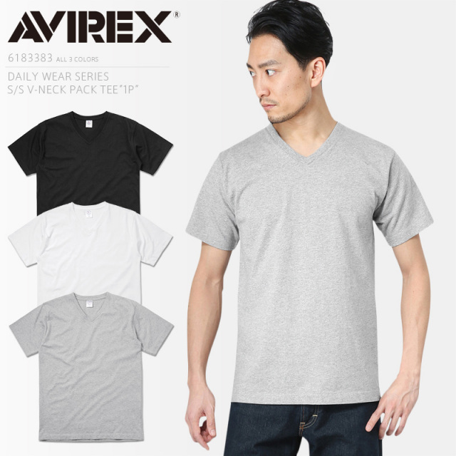 ポイント10倍☆【ネコポス便対応】AVIREX アビレックス 6183383 デイリーウエア 半袖 Vネック パックTシャツ 1PIECE アヴィレックス【キャンペーン対象外】【T】